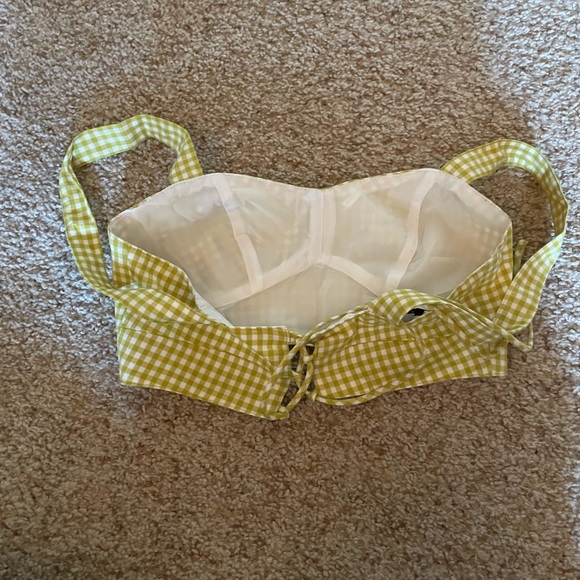 Topshop Adjustable Lime Green and White Gingham Two Piece Size 2/4 with Pockets - Picture 8 of 9
